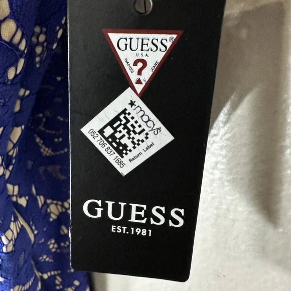 GUESS Women's Size 8 Blue Bonded Lace Cutout One Shoulder Dress NEW - Picture 8 of 14